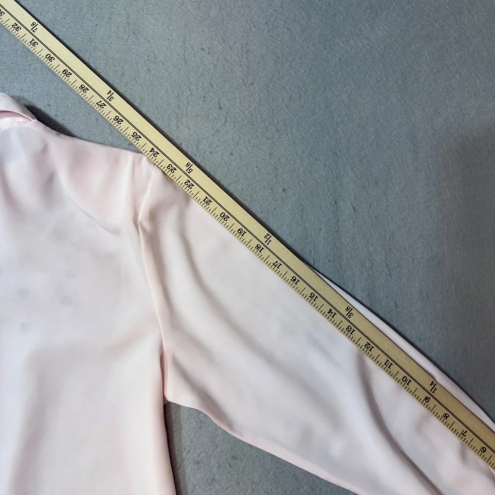 Ellen Parker Pink Embroidered Floral Button Up Blouse Long Sleeve Vintage SZ 10 - Picture 6 of 9